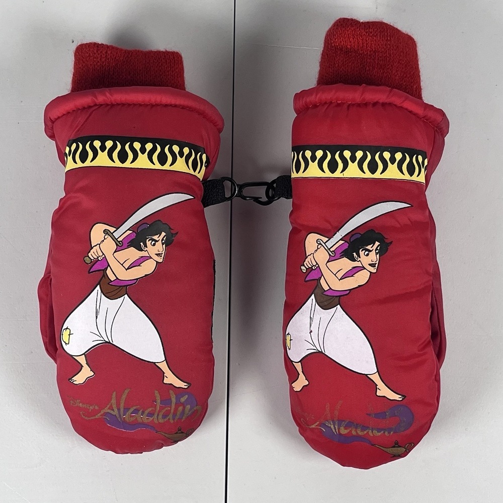 Vintage‎ Disney Aladdin Red Gloves Mittens Winter Kids